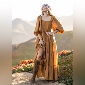 JOYFOLIE KIDS Carabel Dress in Tarnished Gold size 8